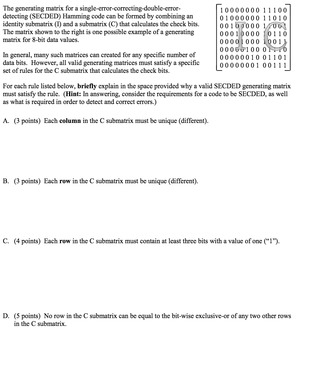 The generating matrix for a