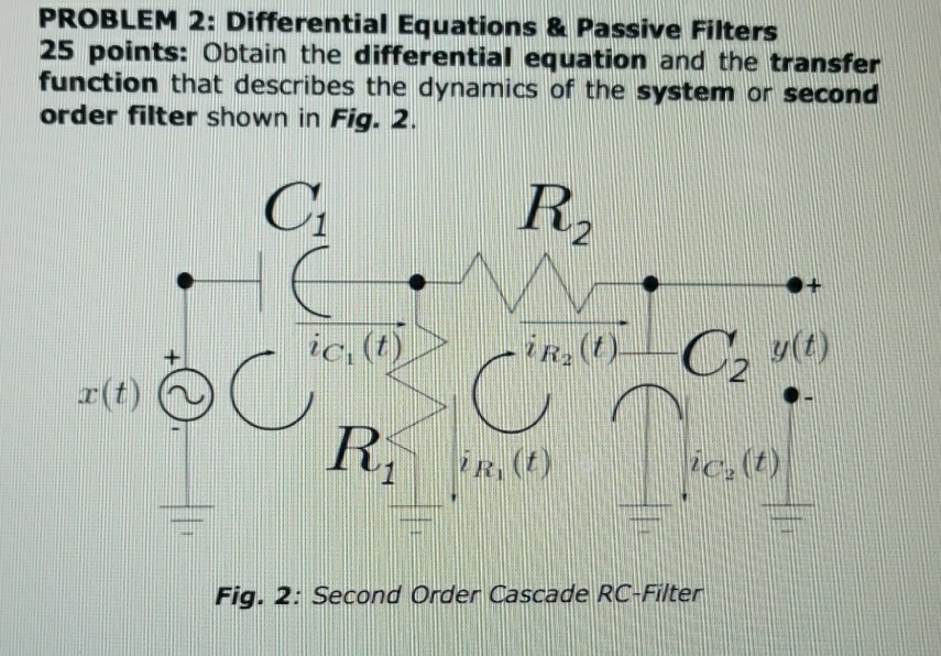 Solved PROBLEM 2 Differential Equations & Passive Filters