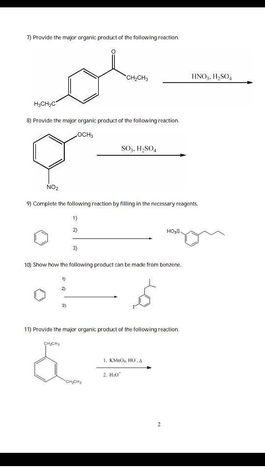 Solved 7) Provide the major organic product of the following | Chegg.com