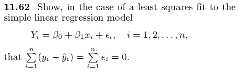 Solved 11.62 Show, in the case of a least squares fit to the | Chegg.com