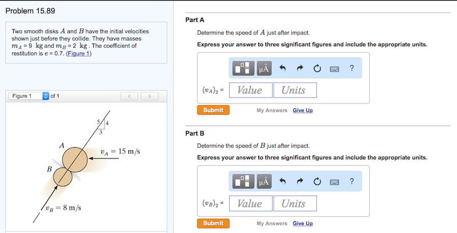 Solved Two Smooth Disks A And B Have The Initial Velocities | Chegg.com