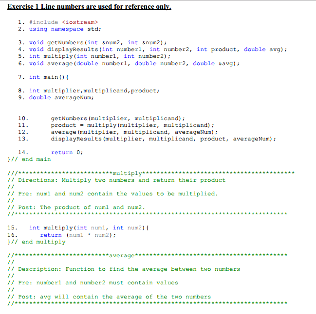 Solved Exercise 1 Line numbers are used for reference only | Chegg.com
