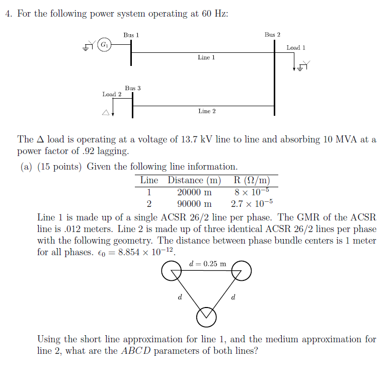 Solved 4· For The Following Power System Operating At 60 Hz | Chegg.com