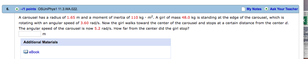 Solved A carousel has a radius of 1.65 m and a moment of | Chegg.com