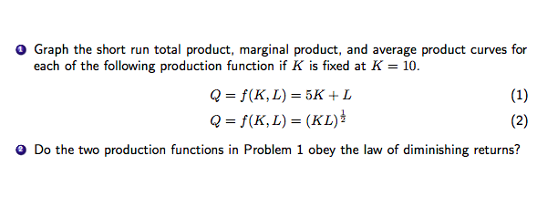 Solved O Graph the short run total product, marginal | Chegg.com