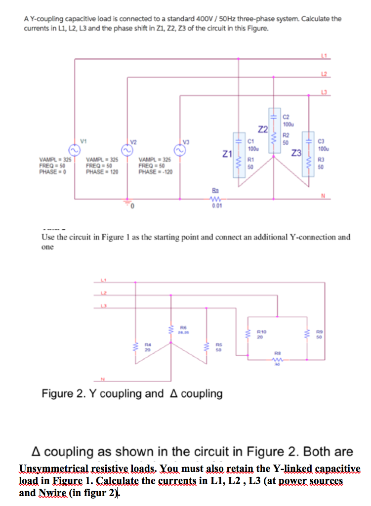 Solved A Y-coupling capacitive load is connected to a | Chegg.com