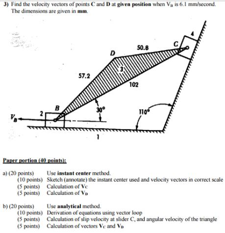 Solved 3) Find the velocity vectors of points C and D at | Chegg.com