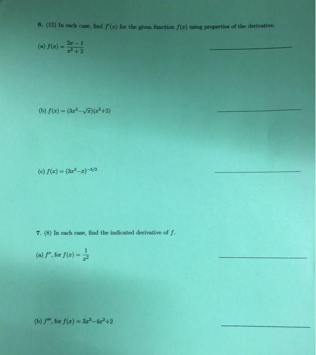 Solved In Each Case Find F x For The Given Function F x Chegg