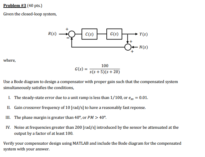 Solved Given The Closed-loop System, Where, G(s) = 100/s(s + | Chegg.com