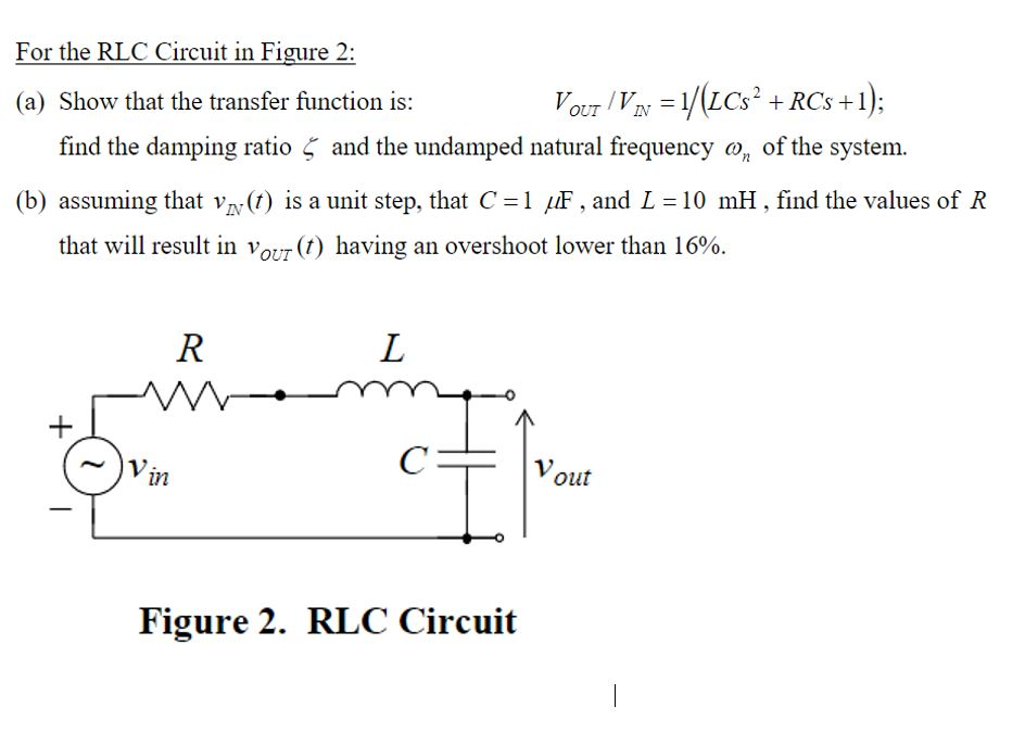 Solved For The RLC Circuit In Figure 2: (a) Show That The | Chegg.com