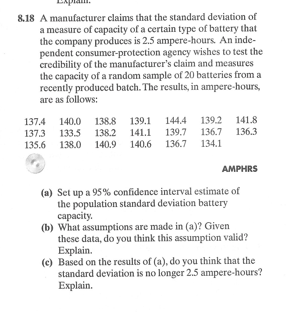 Solved A manufacturer claims that the standard deviation of
