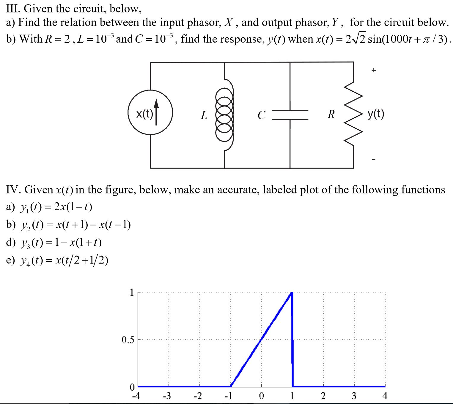 Solved III. Given The Circuit, Below, A) Find The Relation | Chegg.com