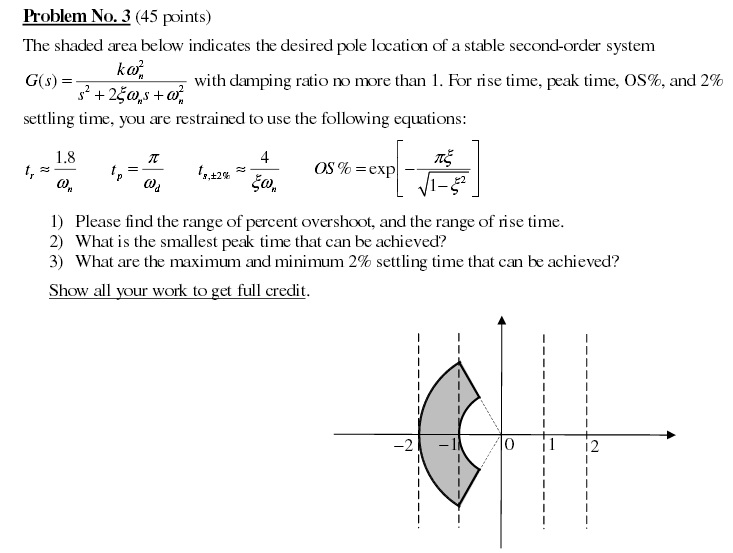 Solved The shaded area below indicates the desired pole