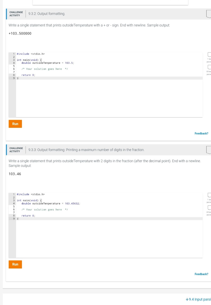 Solved ACTVTY9.3.2 Output formatting Write a single | Chegg.com