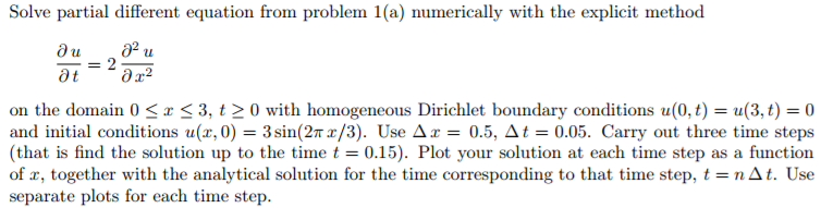 Problem Partial Solved Solved Solve partial different equation from problem 1(a) | Chegg.com