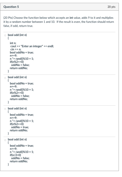 Solved Question 1 15 pts (15 Pts) Select the function below | Chegg.com