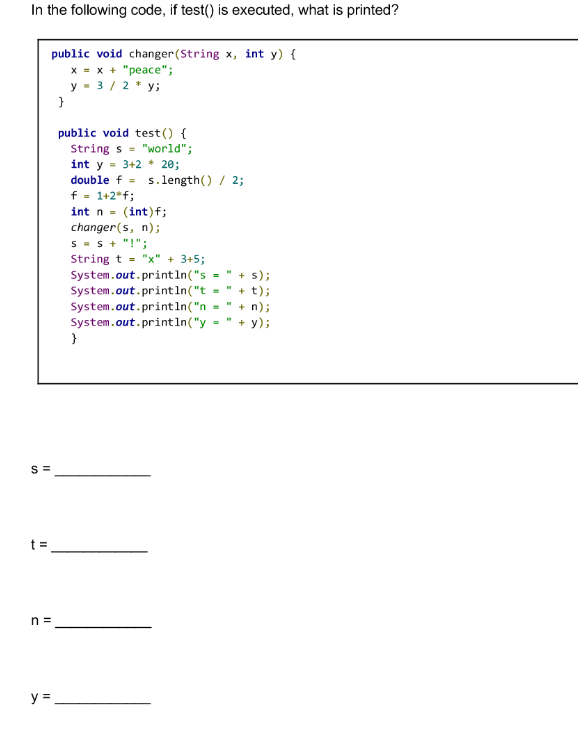 Solved In the following code, if test) is executed, what is | Chegg.com