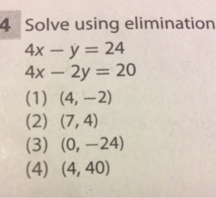 5x 4y 4 0 x 20 12y by elimination method