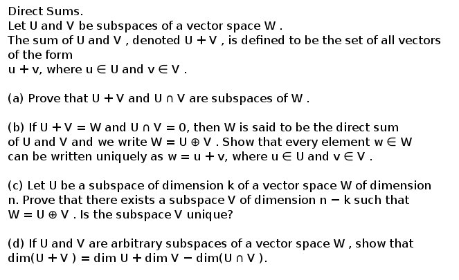 Solved Let U And V Be Subspaces Of A Vector Space W The Chegg Com