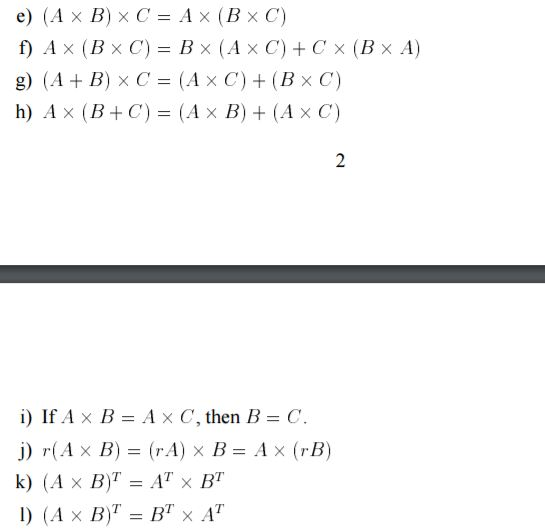 Solved (A Times B) Times C = A Times (B Times C) F) A Times | Chegg.com