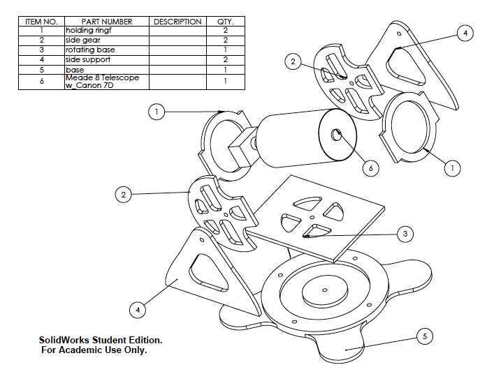 Recreate the telescope mount from the given parts
