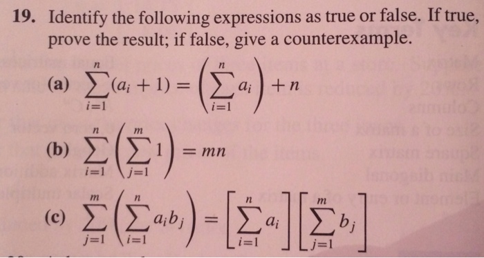 Solved Identify The Following Expressions As True Or False Chegg