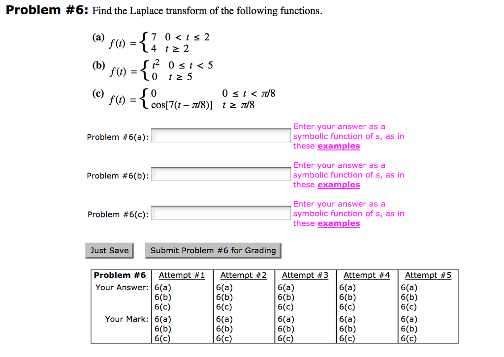 Solved Problem #6: Find The Laplace Transform Of The | Chegg.com