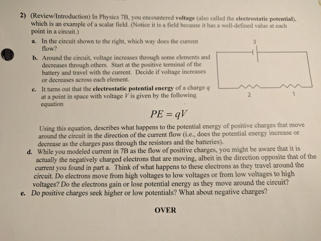 Solved In Physics 7B, you encountered voltage (also called