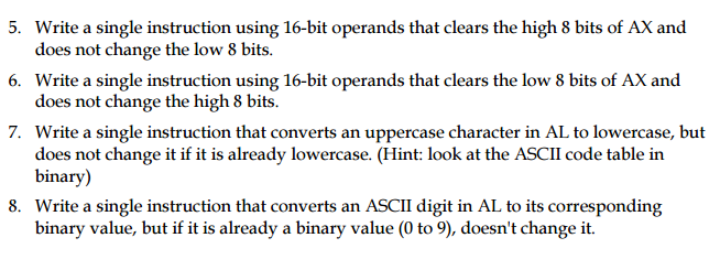 Solved Write a single instruction using 16-bit operands that | Chegg.com