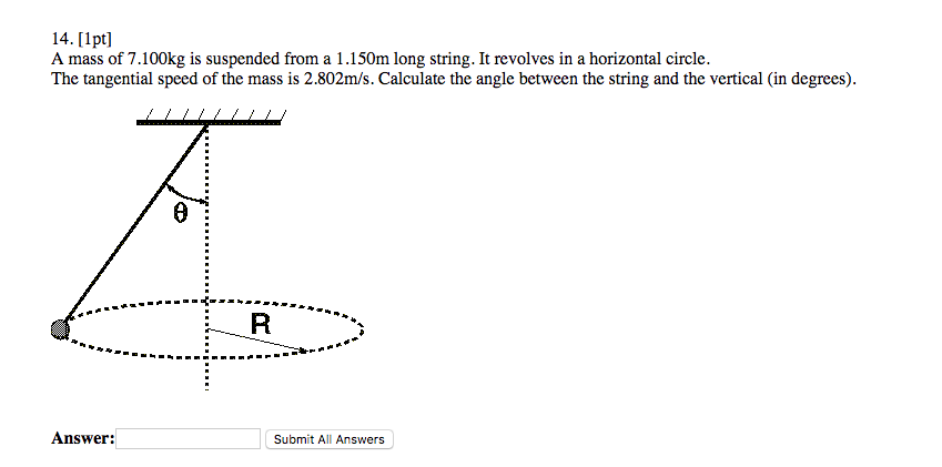 Solved A mass of 7.100kg is suspended from a 1.150m long | Chegg.com