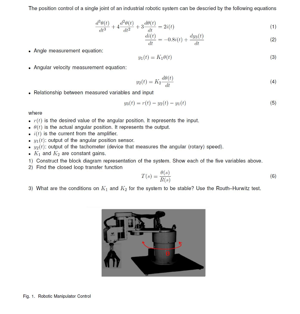 Solved The position control of a single joint of an | Chegg.com