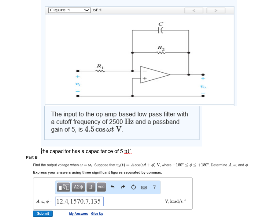 Solved The Input To The Op Amp Based Low Pass Filter With A 