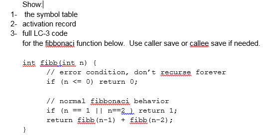 Solved Show: the symbol table activation record full LC-3 | Chegg.com
