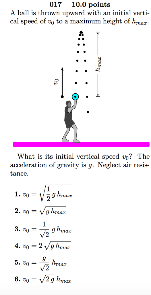 Solved A ball is thrown upward with an initial vertical