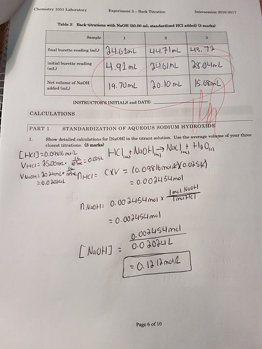 Solved Chemistry 1051 Laboratory Experiment 3 Back