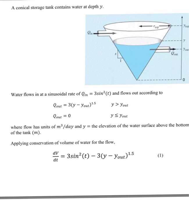 Solved A conical storage tank contains water at depth y.