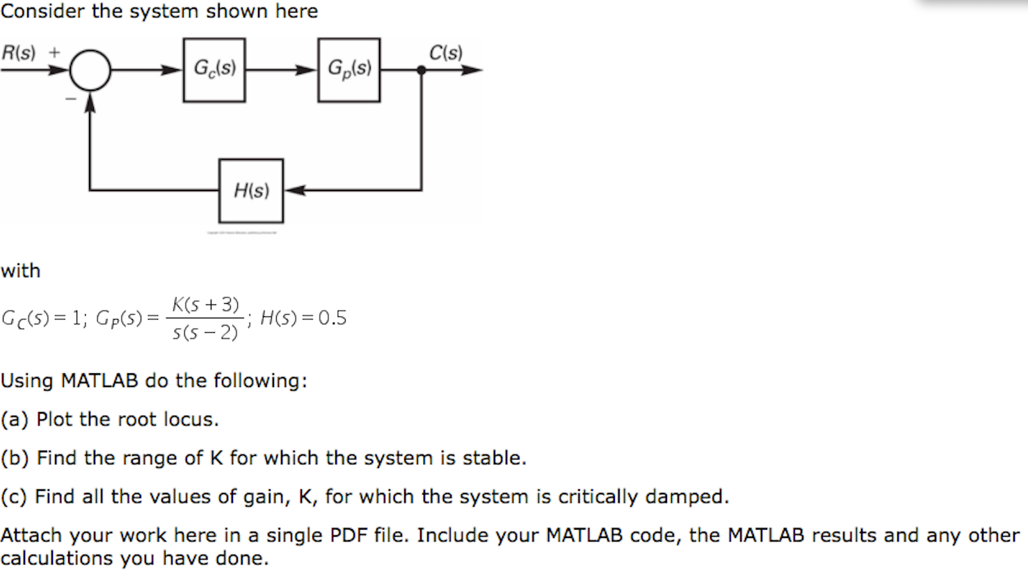 Solved Consider The System Shown Here With G_c(s) = 1; | Chegg.com