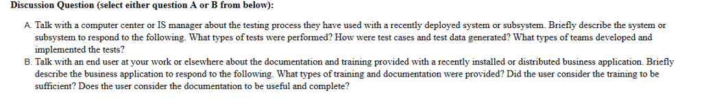 Solved Discussion Question (select Either Question A Or B | Chegg.com