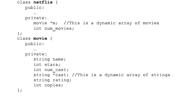 Solved write a program that creates a class to hold Netflix | Chegg.com