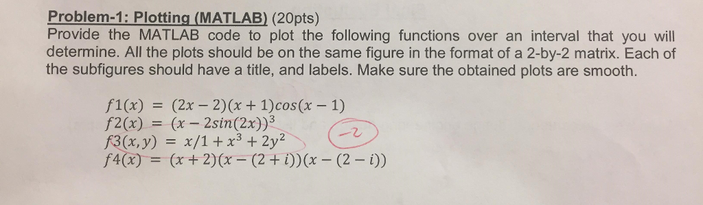 Solved Problem-1: Plotting (MATLAB) (20pts) Provide The | Chegg.com