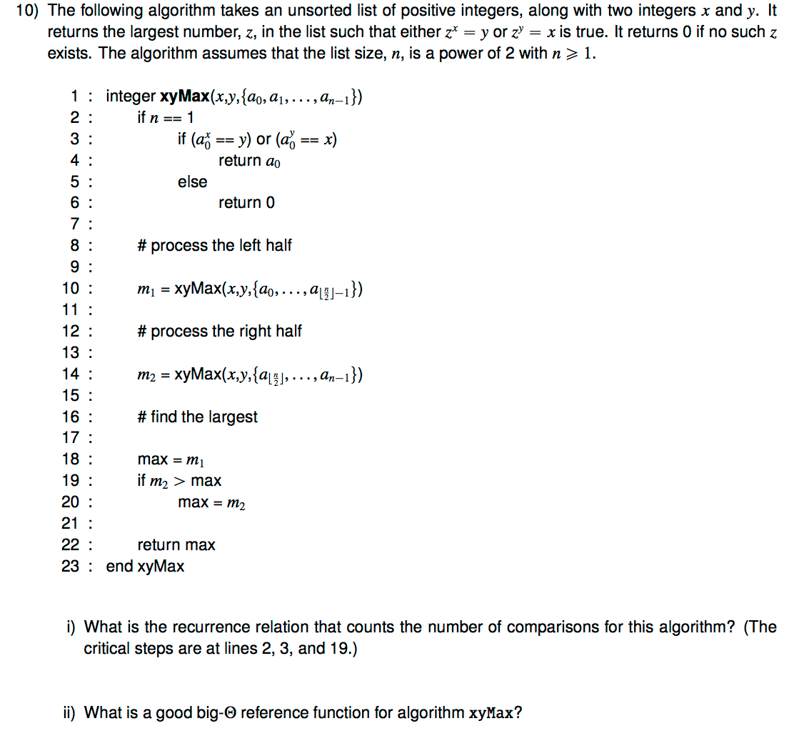 solved-the-following-algorithm-takes-an-unsorted-list-of-chegg