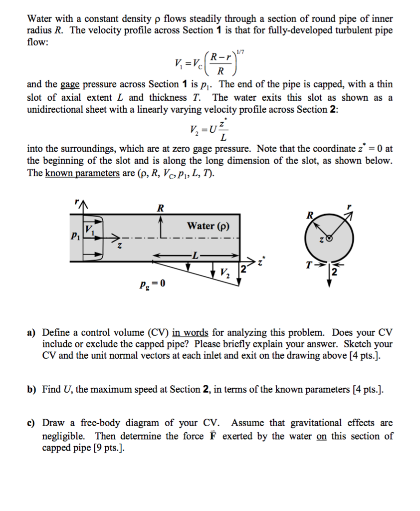 Water with a constant density rho flows steadily
