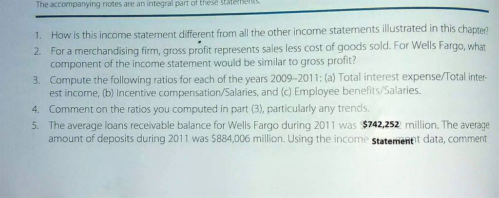 Deciphering Financial Statements (Wells Fargo & | Chegg.com