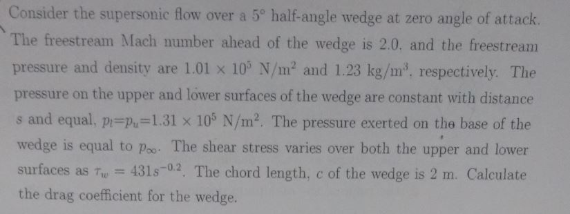 Consider the supersonic flow over a 5degree | Chegg.com