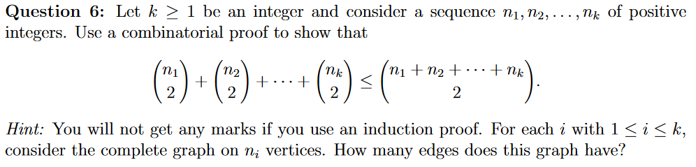 Solved Question 6: Let k 21 be an integer and consider a | Chegg.com