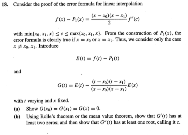 Solved 18. Consider the proof of the error formula for | Chegg.com