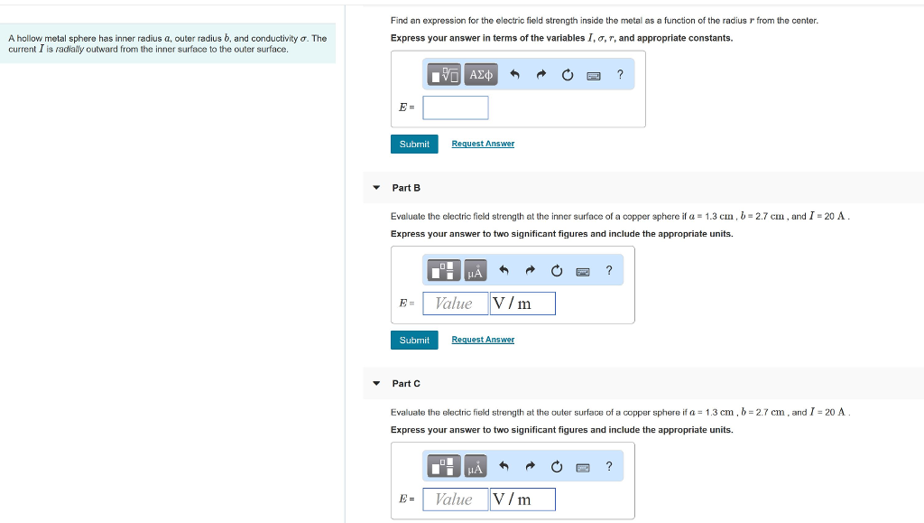 Solved Find an expression for the electric field strength
