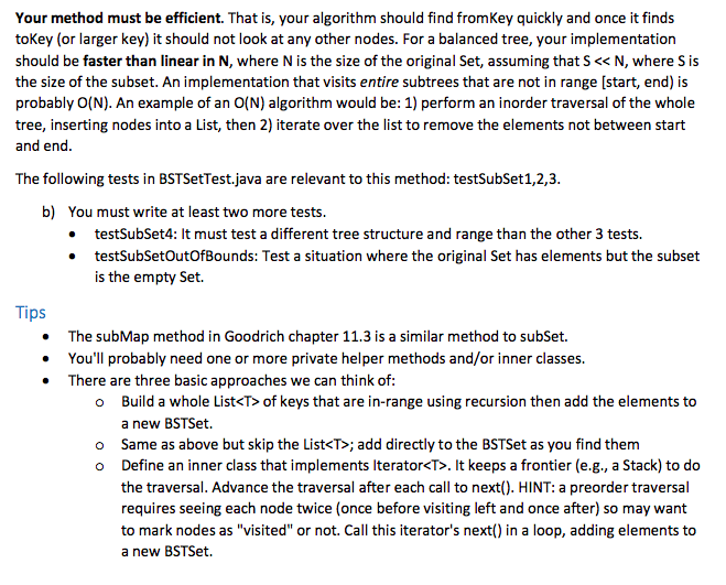 Part 2: A method for NavigableSet Take a look at the | Chegg.com