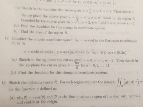 Solved (a) Sketch in the xy-plane the curves given u = 1/2, | Chegg.com