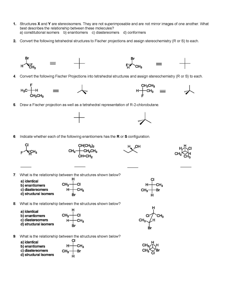 Solved 1. Structures X and Y are stereoisomers. They are not | Chegg.com